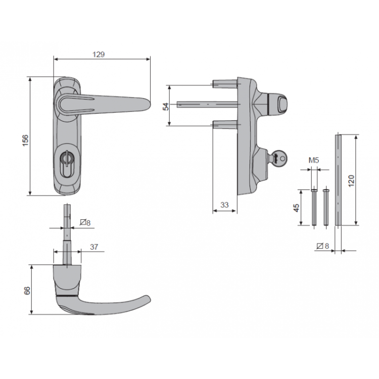 Klamka zewnętrzna z wkładką FAPIM OLTRE 8571A srebrny G6