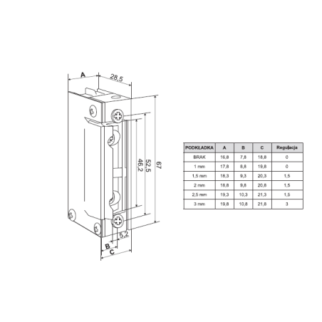 Elektrozaczep 1811RFT FIRE 12V DC rewers p-poż