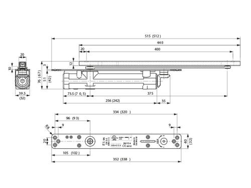 DORMA Szyna ślizgowa G96N20, DIN-L