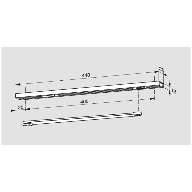 DORMA Samozamykacz ITS96 EN 2-4 oś standard  +  Szyna ślizgowa G96N20, DIN-L