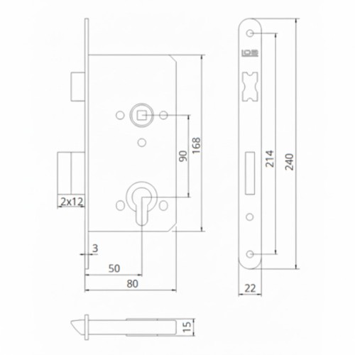Zamek na wkładkę 90/50mm cynk zółty LOB Z95B
