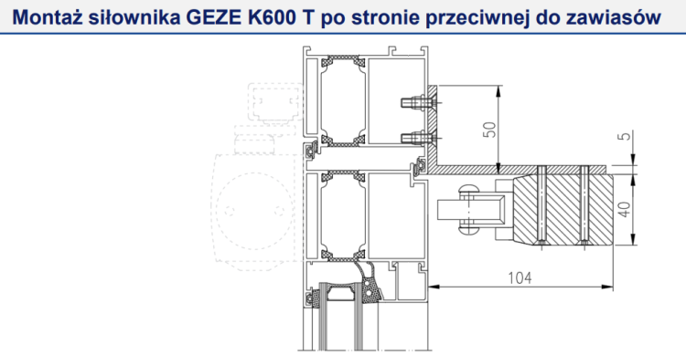 Siłownik ramieniowy GEZE RWA K600 T krótkie ramię