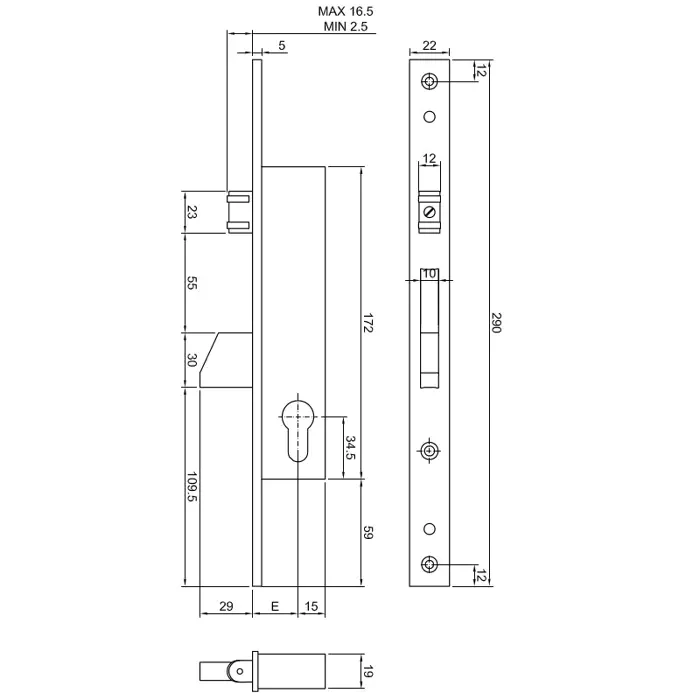 Zamek rolkowy CISA  46230 d-25mm