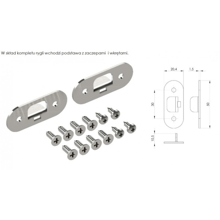 WALA Rygiel drzwiowy wpuszczany WL biały struktura (zestaw 2szt)