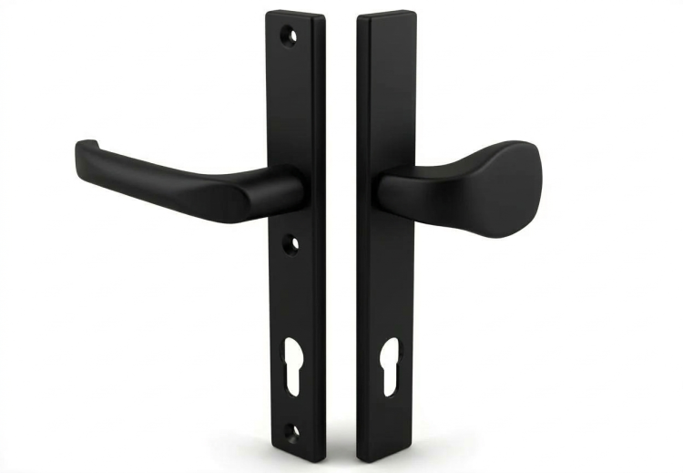 WALA Klamko-gałka na długim szyldzie, L=92, H1/G1/S2 czarny mat