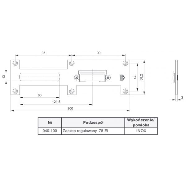 Zaczep regulowany 78 EI 040-100 ROMB SYSTEM / K30194970 ALUPROF PPOŻ