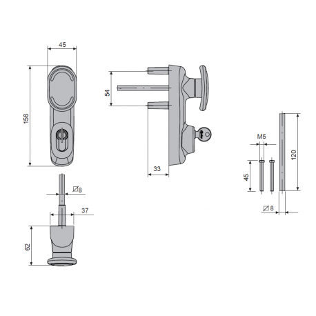 Napęd zewnętrzny z gałką i wkładką FAPIM 8580A antypanik OLTRE/PANAMA