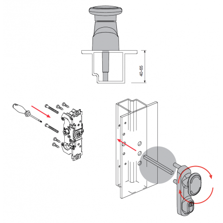 Napęd zewnętrzny z gałką i wkładką FAPIM 8580A antypanik OLTRE/PANAMA