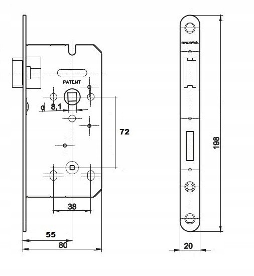 Zamek GERDA ZW100 72/55 WC