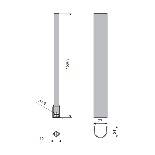 Pręt pionowy z osłoną L-1365 mm FAPIM 8453 antypanik OLTRE/PANAMA Srebrny