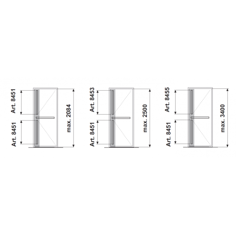 Pręt pionowy z osłoną L-1365 mm FAPIM 8453 antypanik OLTRE/PANAMA Srebrny