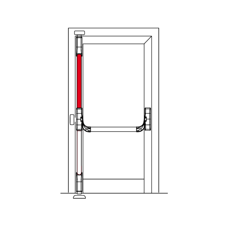 Pręt pionowy z osłoną L-1365 mm FAPIM 8453 antypanik OLTRE/PANAMA Srebrny