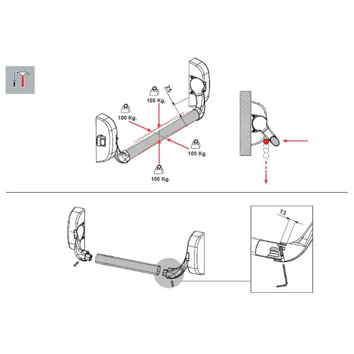 Drążek FAPIM Oltre 8101 L-830mm srebrny
