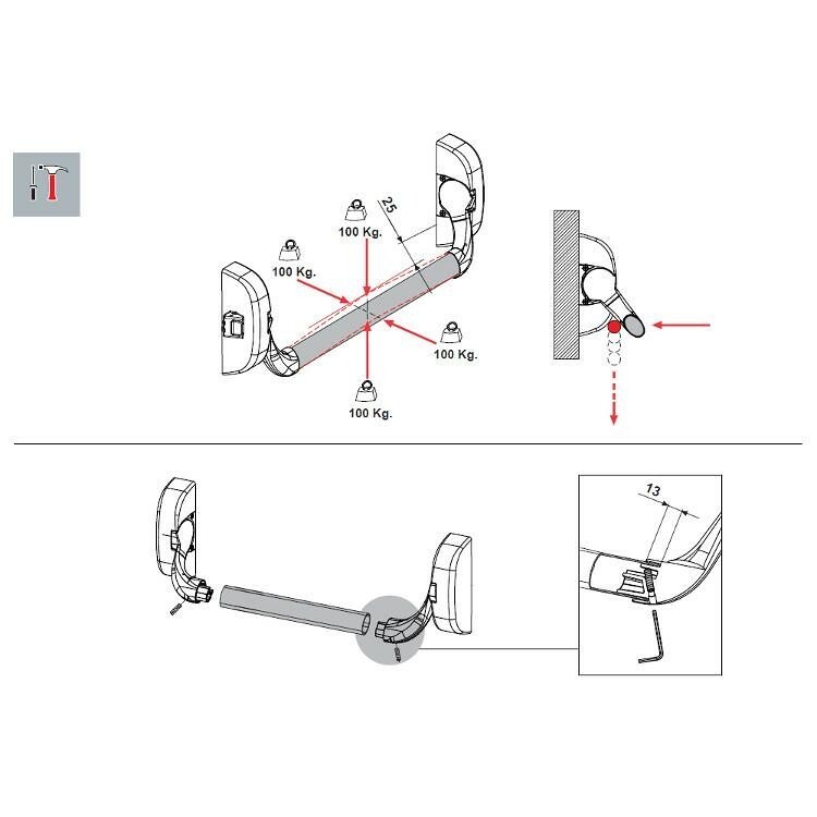 Drążek FAPIM Oltre 8106 L-1130mm srebrny