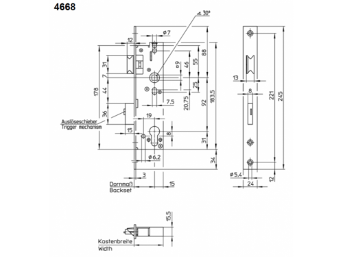 WILKA ZAMEK  4688, funkcja E, 35D/F24x3x245/k/L/Niro