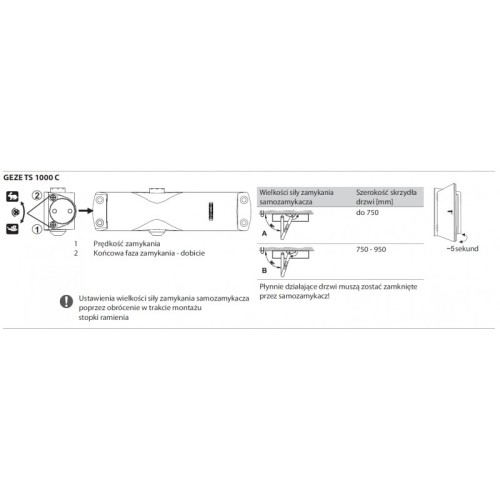 Samozamykacz GEZE TS 1000 z ramieniem brązowy