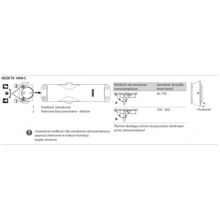 Samozamykacz GEZE TS 1000 z ramieniem brązowy