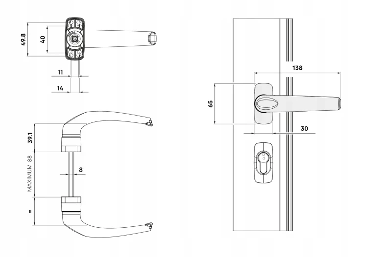 Klamka drzwiowa STAC Geminis biała