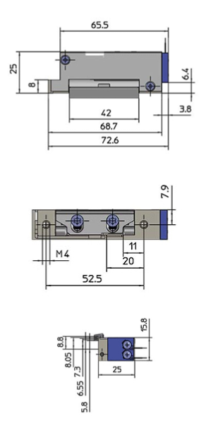 Elektrozaczep GEZE A4300L-A rewersyjny wąski wektorowy 12/24 V DC