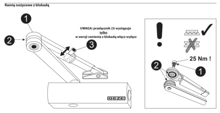 Samozamykacz GEZE TS 2000 NV BC z blokadą wł/wył antracyt
