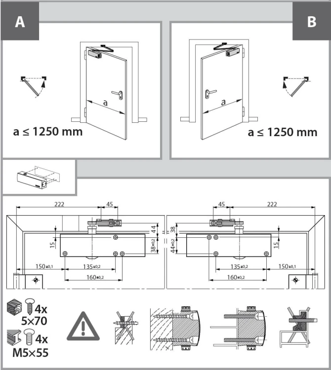 Samozamykacz GEZE TS 2000 NV BC z blokadą wł/wył antracyt