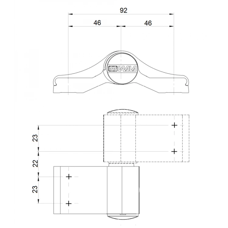 WALA Zawias WX, 2-skrzydełkowy  92mm, symetryczny (antracyt)