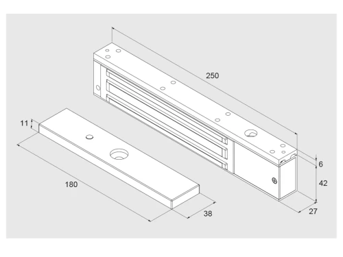 Dormakaba: Elektrozwora EMG 600 AL, 12/24V DC, 272 kg, czujnik Halla, LED