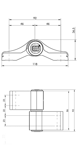 Zawias WX 2-skrzydełkowy WA-WX symetryczny RAL8017