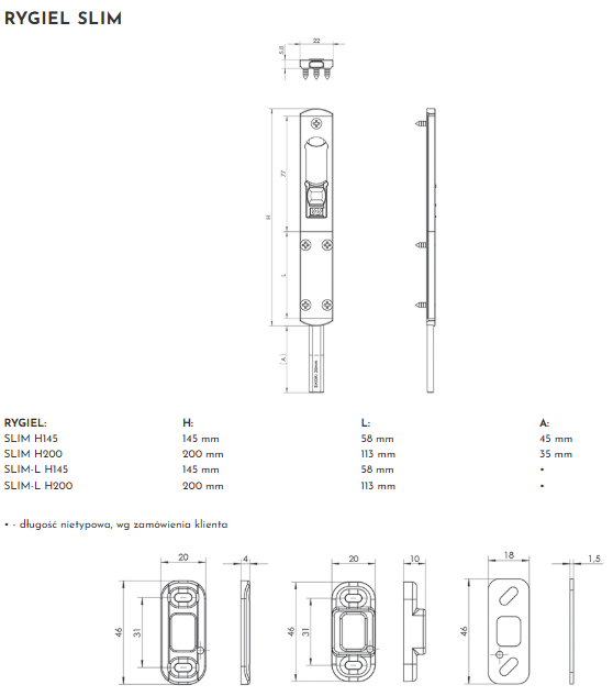 Zawias WX 2-skrzydełkowy WA-WX symetryczny RAL8017