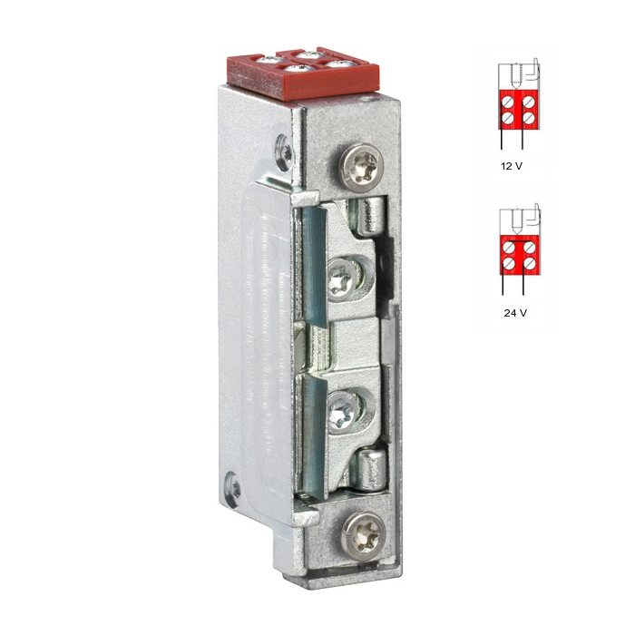 Elektrozaczep GEZE A4300LKB rewersyjny z osłoną zapadki i wyślizgiem wektorowy 12/24 V DC