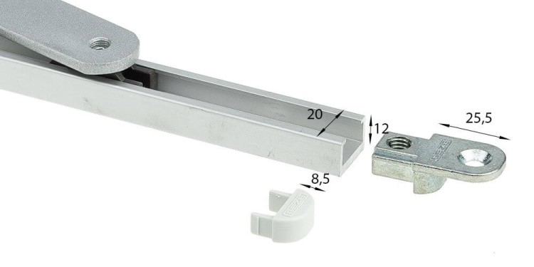 GEZE BOXER szyna ślizgowa 12mm srebrna