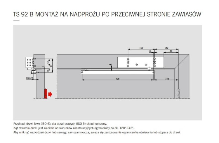 DORMA TS 92 B BASIC z płytą i szyną srebrny