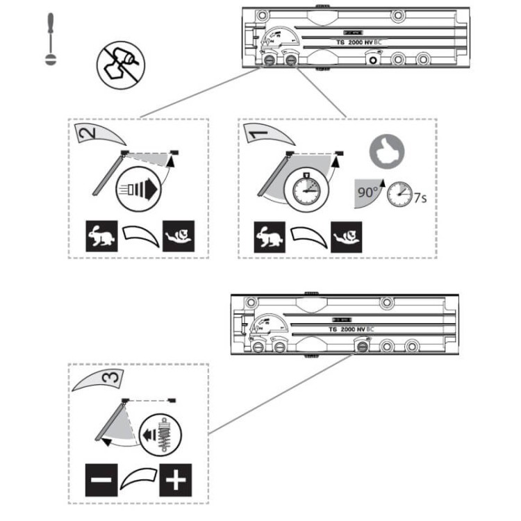 Samozamykacz GEZE TS 2000 NV BC z ramieniem srebrny