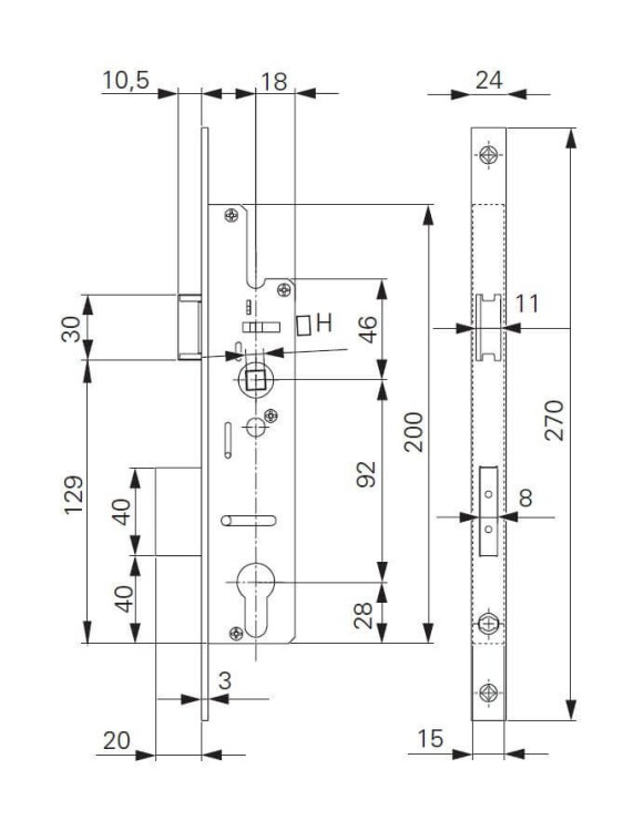 Zamek GBS 70 PZW 92/30/9 24x270 NIRO