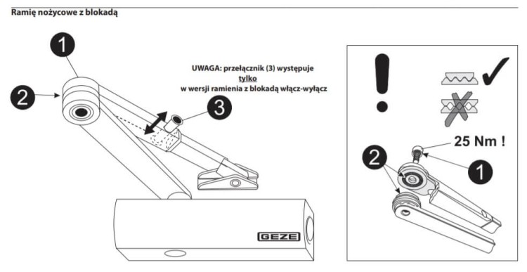 Samozamykacz GEZE TS 2000 NV BC z blokadą wł/wył czarny