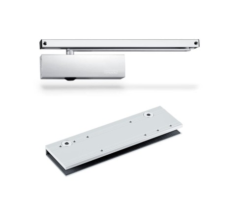 Samozamykacz GEZE TS 3000 V z szyną i klemą do szkła srebrny