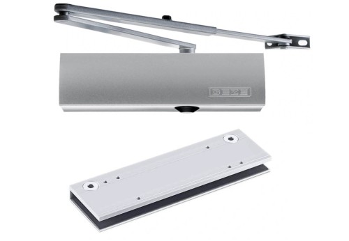 Samozamykacz GEZE TS 2000 NV BC z ramieniem i klemą do szkła srebrny