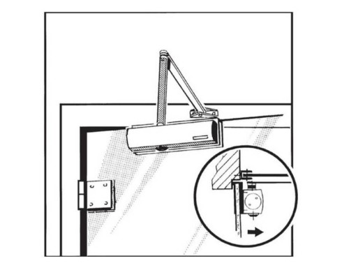 Samozamykacz GEZE TS 2000 NV BC z ramieniem i klemą do szkła srebrny