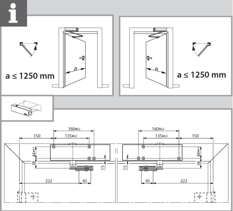 Samozamykacz GEZE TS 2000 NV BC z ramieniem i klemą do szkła srebrny