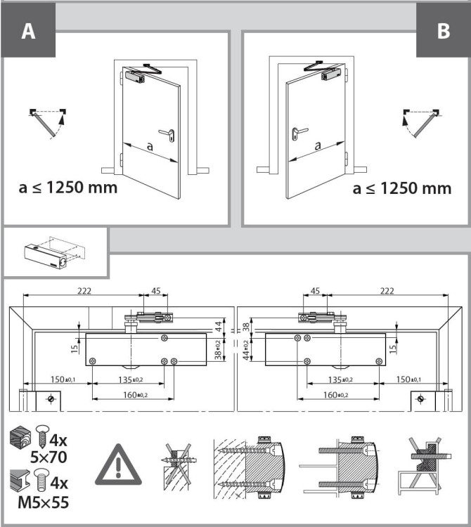 Samozamykacz GEZE TS 2000 NV BC z blokadą wł/wył czarny