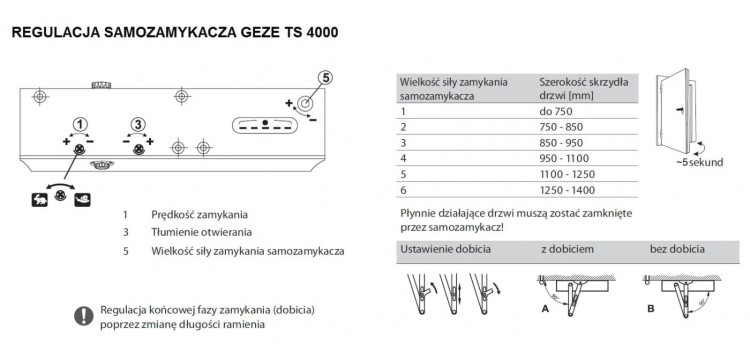 Samozamykacz GEZE TS 4000 z blokadą antracyt