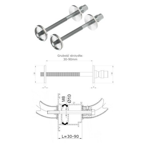 WALA Uchwyt M2-300 aluminiowy RAL8019 mat (brązowy) (gr. prof. 30-95 mm)