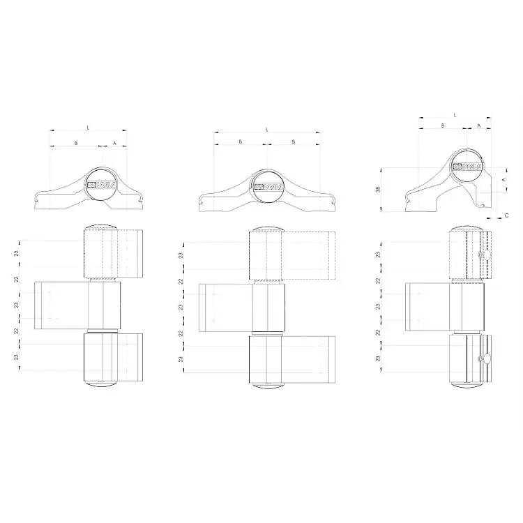WALA Zawias WX, 3-skrzydełkowy 67mm, niesymetryczny (brązowy mat)