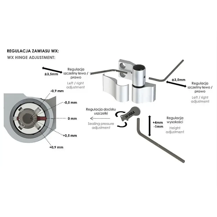 WALA Zawias WX, 3-skrzydełkowy 67mm, niesymetryczny (antracyt)