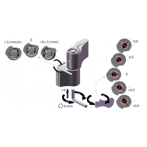 Zawias 2-skrzydełkowy WALA WX 67mm niesymetryczny antracyt