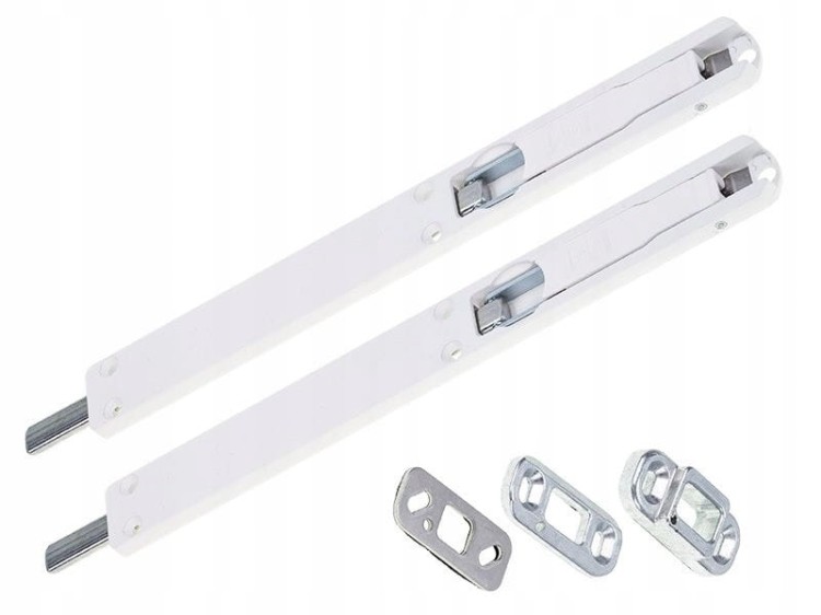 Rygiel drzwiowy nawierzchniowy WN2 biały struktura, zestaw (2szt)