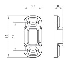 Rygiel drzwiowy nawierzchniowy WN2 biały struktura, zestaw (2szt)