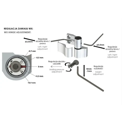 WALA Zawias WX, 3-skrzydełkowy 67mm, niesymetryczny (surowy)
