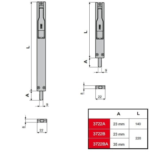 Rygiel drzwiowy FAPIM TitanTre 3722A srebrny
