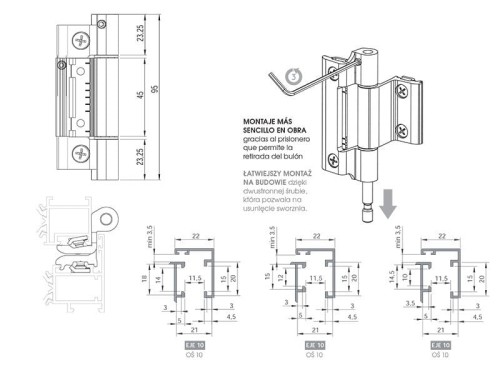 STAC Zawias HERKULES srebrny